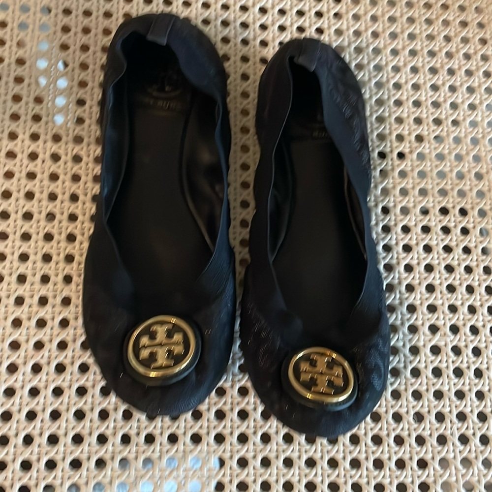 Tory Burch Black Caroline Leopard Ballet Flat 6.5